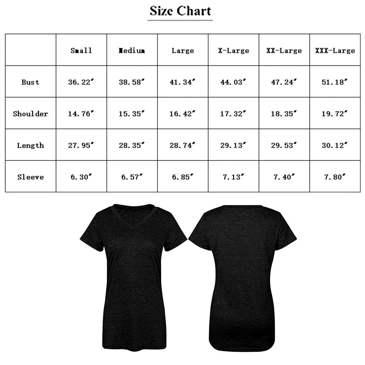 TEMOFON Womens Tops Casual Summer T Shirts V Neck Short Sleeve Tunic Tops Casual Solid Black Loose Shirts for Women Size L
