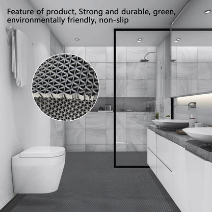OVYEOFR 3 X 10 ft Non-Slip Hollow Mesh Drainage Mat , PVC Floor Mat for Bathroom Kitchen Restaurant Garage Hotel Winter Wet Area, Grey