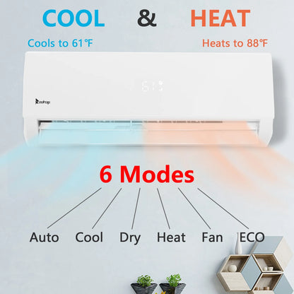 Ktaxon 18000 BTU Slim Ducted Mini Split Heat Pump Air Conditioner 16ft Kit Cover