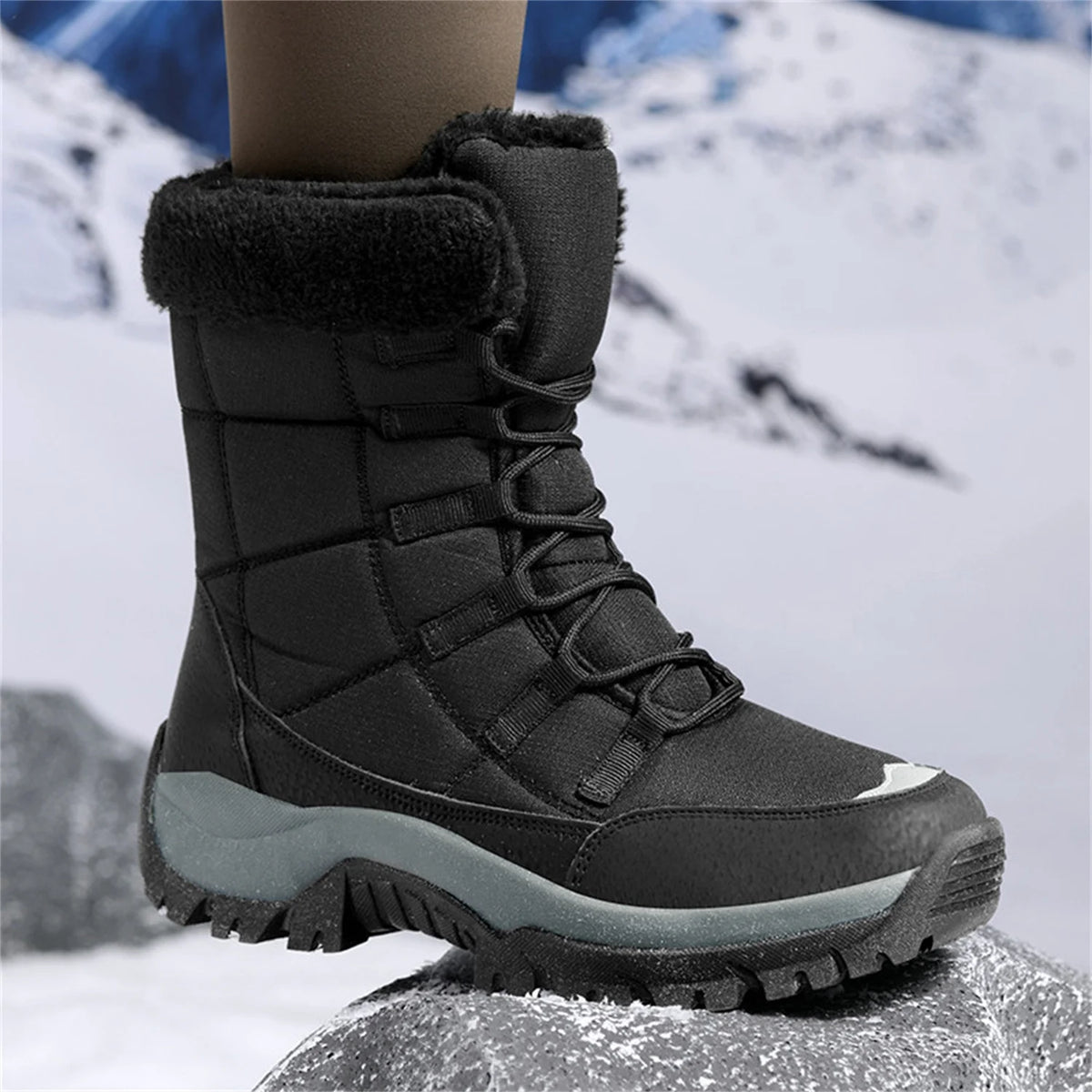HAOSHIDUO Women's Winter Snow Boots Comfortable Warm Soft Plush Shoes Non Slip Durable Outsole