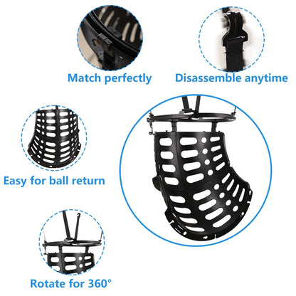 Basketball Return, SEGMART Basketball Return Attachment, 360° Basketball Shot Trainer, Portable Basketball Training Equipment, Basketball Return Chute Rebounder with 4 Detachable Hooks for Hoop,Black