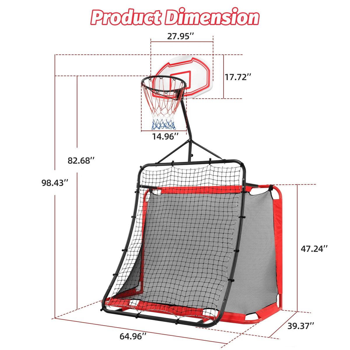 All-in-one Outdoor Sports Set with Football Net, Baseball Net, 3-in-1 Combo Outdoor Sports Center with Soccer Goal, Lacrosse Net, Segmart Heavy-duty Basketball Hoop with Durable Net, Metal Frame