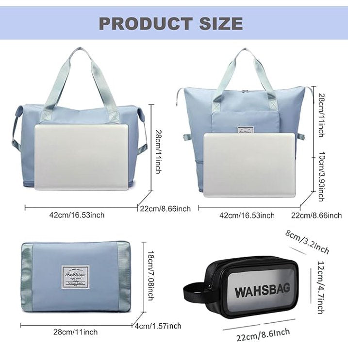Fenmor Fenamor Gym Bag Travel Duffle Carry On Weekender Bag with Wet Pocket Toiletry Overnight Tote for Adult Women Men