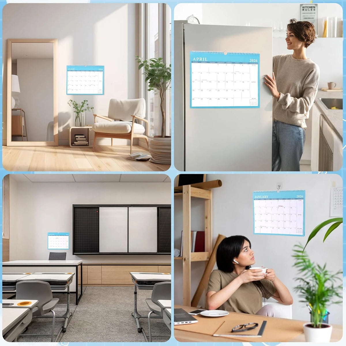 VINAUO 2025-2026 Desk Calendar,18 Months Wall Calendar,14.5x11.5 in form Januaty 2025-June 2026,Thick Paper with Julian Dates and Block for Office,Home,School