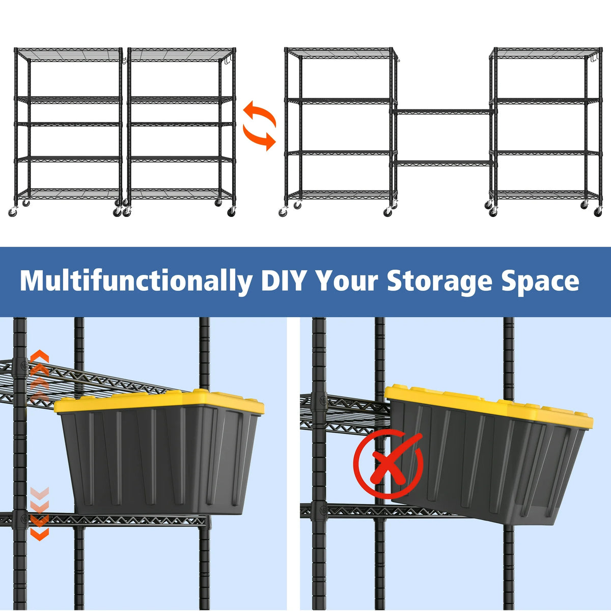 TrumanPick 5Tier Wire Shelving Unit, Adjustable Heavy Duty Steel Wire Rack for Kitchen, Garage, 36" W x 16" D x 76" H, Black