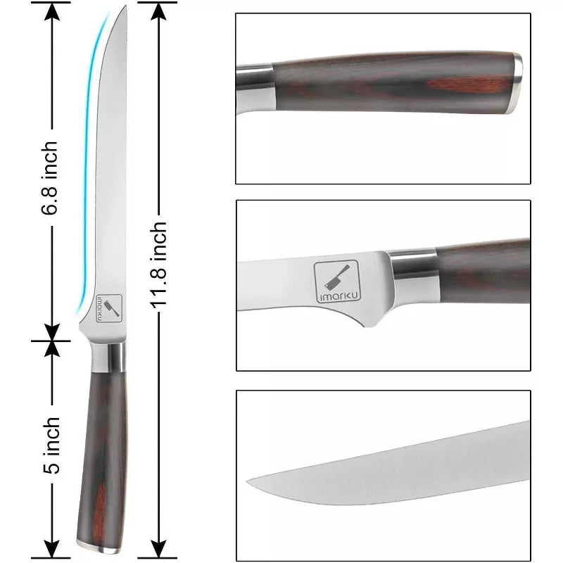 imarku Boning Knife, German High Carbon Stainless Steel Professional Grade Boning Fillet Knife, 6-Inch Deboning Knife, Pakkawood Handle