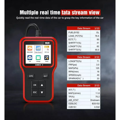 Belatt OBD2 Scanner with Battery Tester, Live Data Code Reader, Read/Clear DTCs, I/M Readiness, Freeze Frame, EVAP/O2 Tests for 1996+ Vehicles
