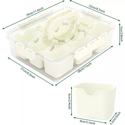 MaseiKar Divided Serving Tray with Lid, 9 Compartment Snack Box, Charcuterie Organizer, Snackle Box for Candy, Nuts, Fruits, Snacks