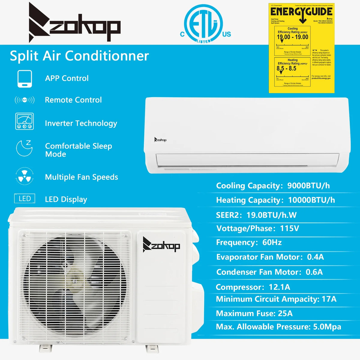 Ktaxon 24,000 BTU Single Zone Universal Floor/Ceiling Ductless Mini-Split System
