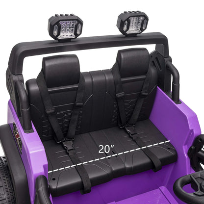 Hikiddo 12 Volt Kids Ride on Toys Truck, 2 Seater Electric Ride on Car for Kids w/ Remote, Bluetooth - Purple