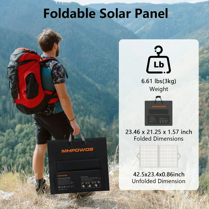 MHPOWOS 2PCS Solar Panels Set 110 W 20V High-Efficiency Monocrystalline PV Power Solar Charger for Portable Power Station Outdoor Charging Camping RV Off-grid