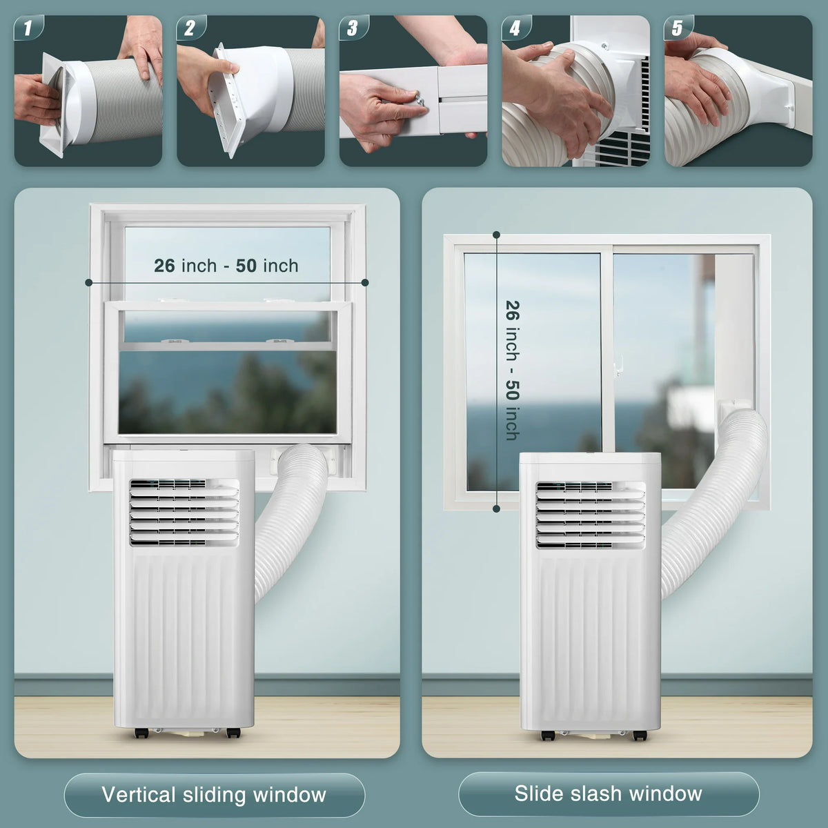 KISSAIR 5,000BTU (8,000BTU ASHRAE) Portable Air Conditioner, Dehumidifier, Fan, 3 in 1 AC with 24-Hour Timer