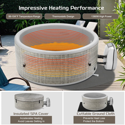 65" Inflatable Hot Tub, Segmart 3 to 5 Person Outdoor Hot Tub, Round Portable Home Spa with 100 Soothing AirJets, Lockable Cover, and Storage Bag, Max. 104