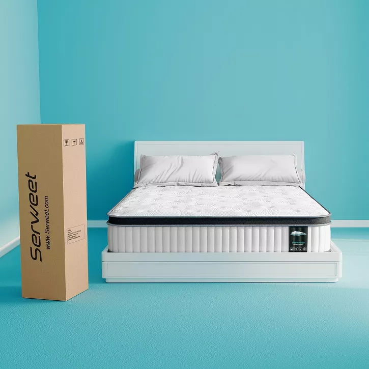 Serweet 10 inch Breathable Hybrid Mattress - Compatible with Platform Bed, Box Spring, or Slat Base