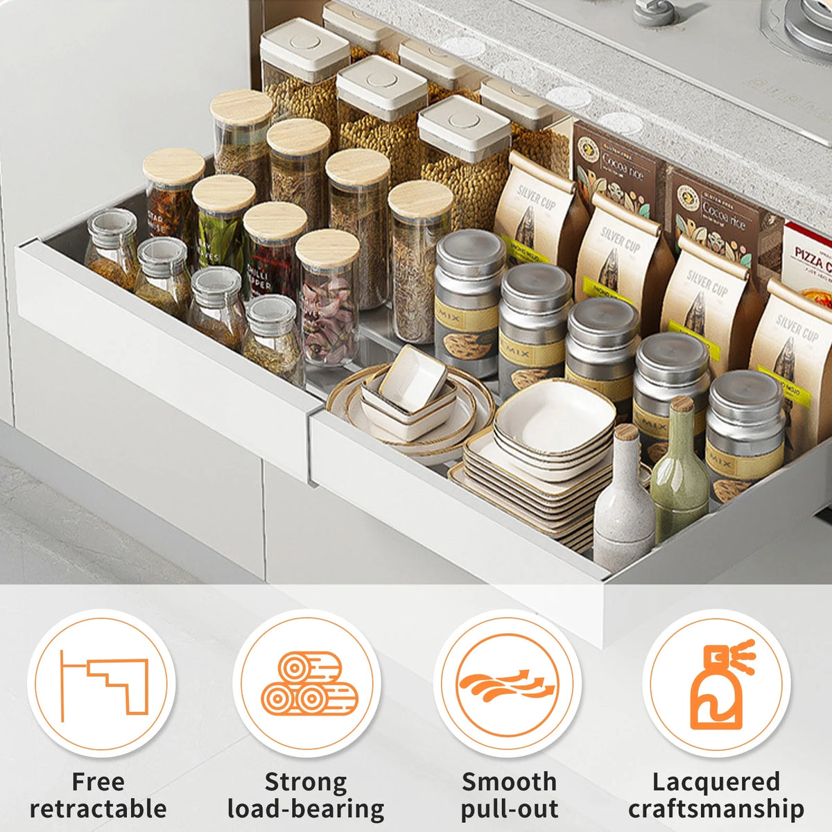 stusgo 2 Pcs Expandable Pull out Cabinet Organizer, Adjustable Slide out Drawers(12.6-20.5in)