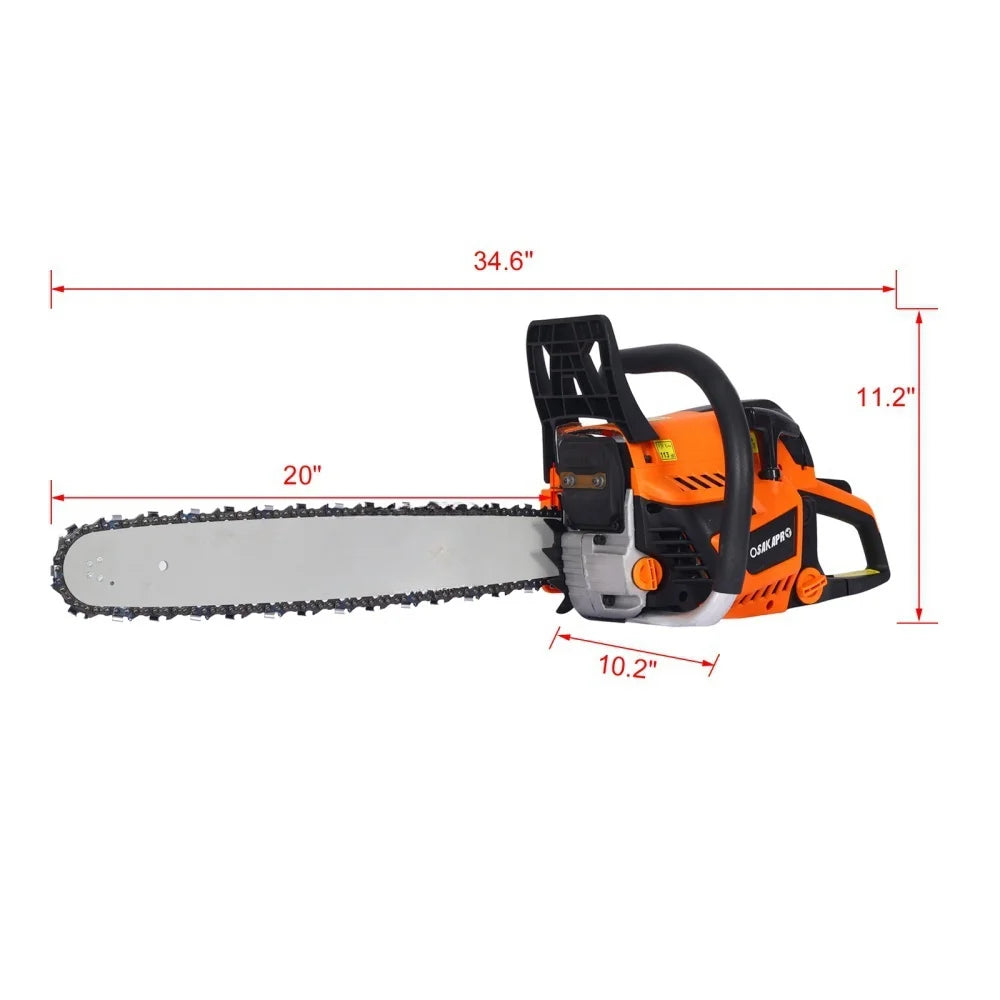 Ktaxon 52cc Gas Chainsaws 20 Inch Bar Power Chain Saws, 2 Stroke Handed Petrol Gasoline Chain Saw for Cutting Wood Outdoor Garden Farm Home Use, EPA Compliant