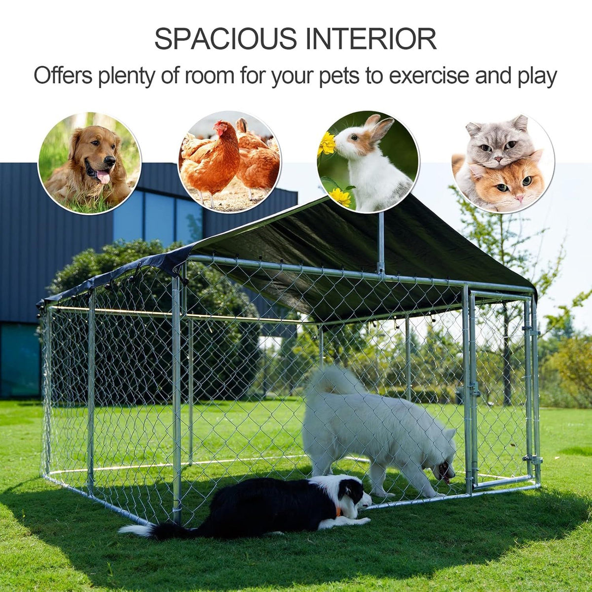 Outdoor Dog Kennel Outside Large Heavy Duty Shade Dog Pen Playpen Pet Dog Enclosure Crate Dog Run House