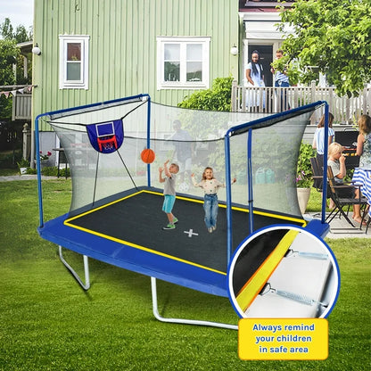 SHINPT 8 12FT Heavy Duty Rectangular Trampoline with Safety Enclosure Net, Basketball Hoop  Ladder for Kids and Adults, 1200 lbs Capacity, Ideal for Outdoor Gymnastics  Backyard Fun