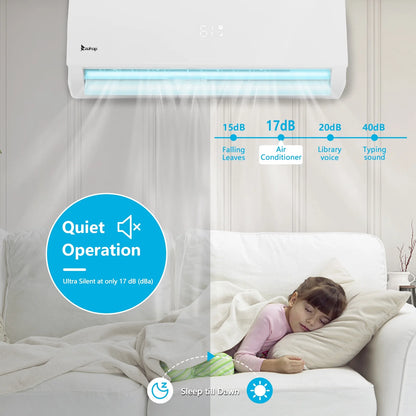 Ktaxon 18000 BTU Slim Ducted Mini Split Heat Pump Air Conditioner 16ft Kit Cover
