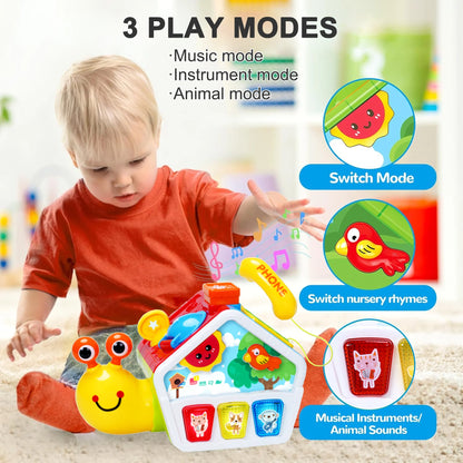 Richgv Musical Snail Toys Baby Crawling Toys for 6-12 Month, Educational Montessori Toddler Toy Christmas Gifts for Boys Girls