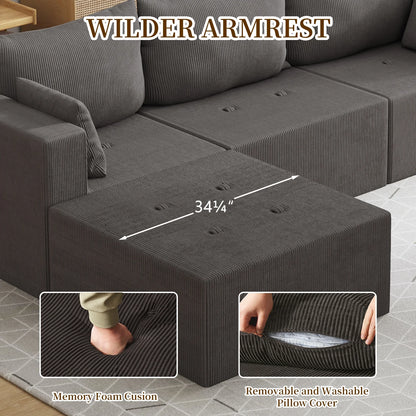 Furniliving 104.25" Modular Sectional Sofa, L-Shape Large Sectional Sofas, Cloud Sectional Sleeper Couch for Living Room, Bedroom, No Assembly Required, Gray