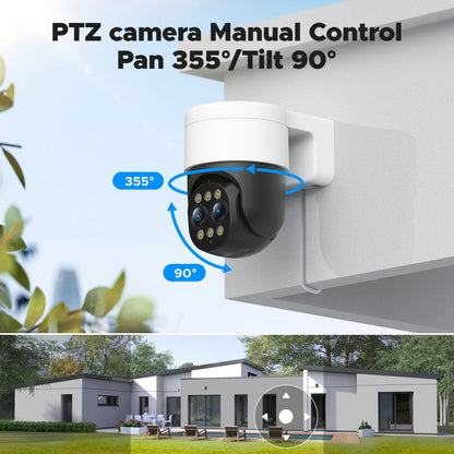 TOGUARD SC46 POE Wired Security Camera System Outdoor with 3TB Hard Drive 4K 8CH CCTV NVR 4Pcs 4MP+4MP Zoom PTZ Dome Surveillance Cameras HDMI Connector