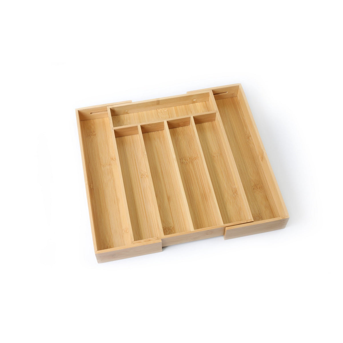 Natural Bamboo Kitchen Drawer Organizer for Silverware and Utensils, 15.35 x 12.99 x 3.54 inches