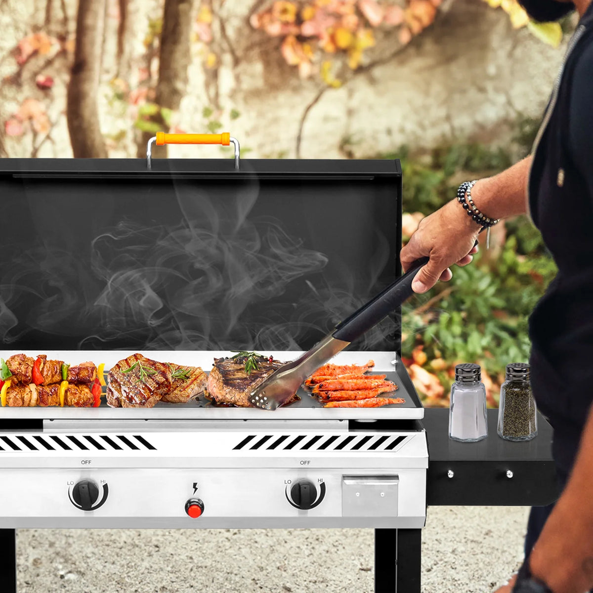 Zintown 2 Burner 150000-BTU Outdoor Stove Propane Gas Griddle with Portable Pan,Lid