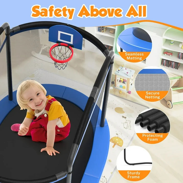 SHINPT 4 6FT Toddler Trampoline for Kids, Kids Indoor Trampoline with 771LBS Load Bearing Capacity, Mini Trampoline Indoor  Outdoor, Small Trampoline with 4 Accessories  Adjustable Gymnastics Bar