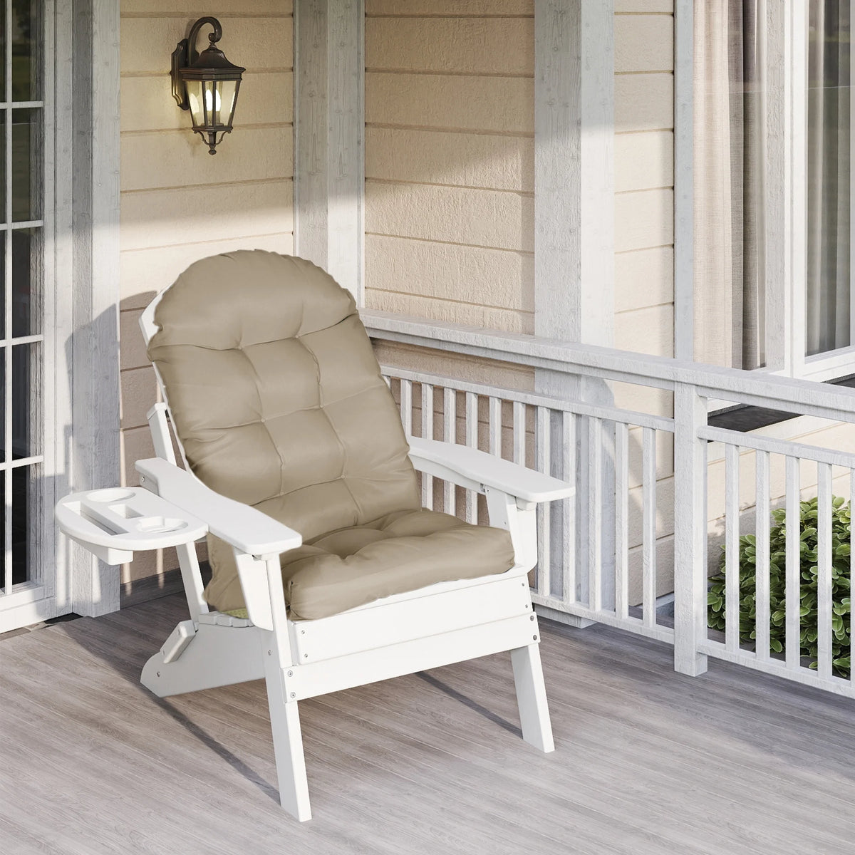 FOOWIN Adirondack Chair Cushion Set of 4, Waterproof and UV Protected Rocking Chair Cushion for Indoor and Outdoor, Khaki