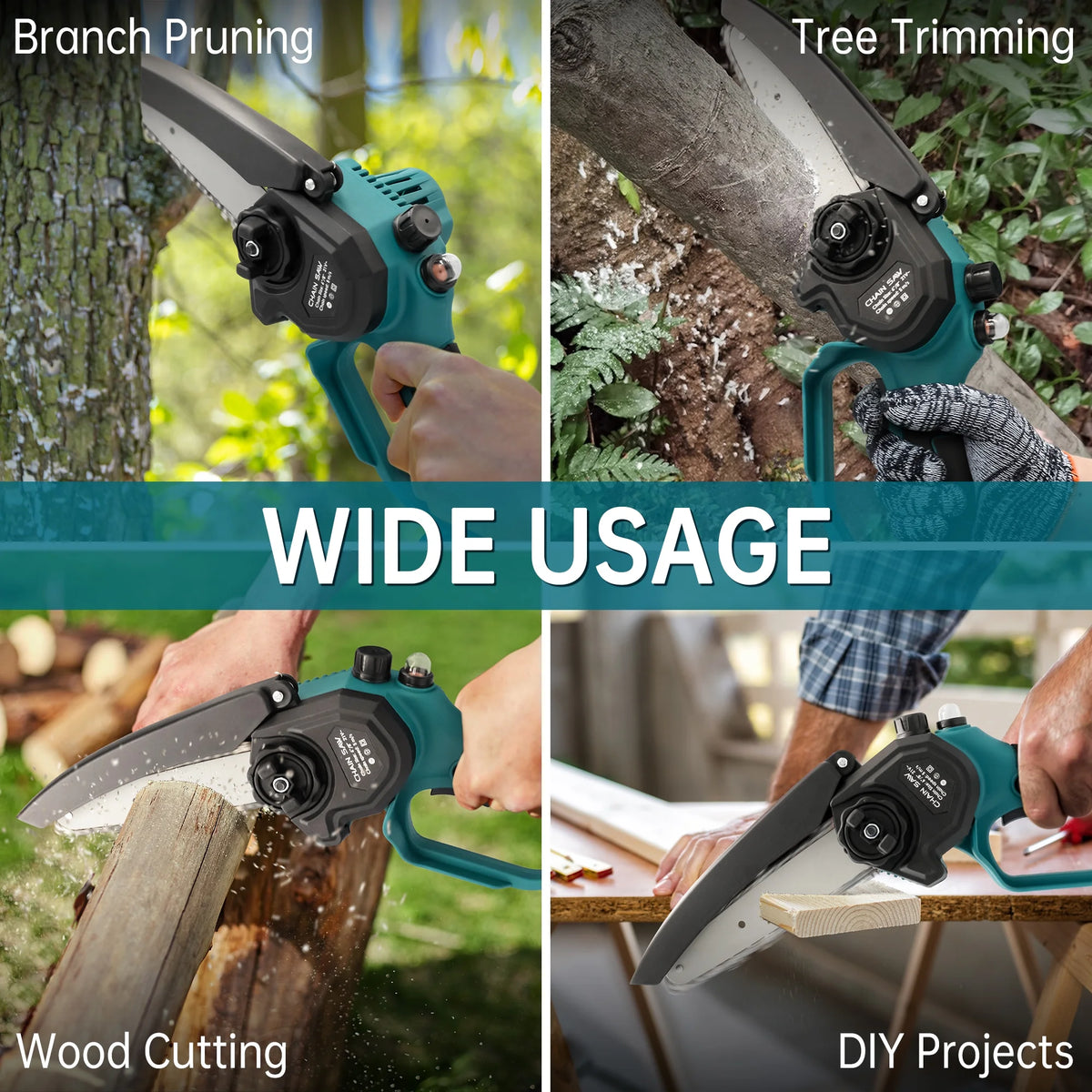 Tidymend Mini Chainsaw 6 inch Electric Chainsaw with Automatic Oiler, Cordless Chain Saw with 2 Chains, 2 Batteries  Charger for Tree Trimming, Branches Cutting