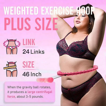 Arsvita Quiet Weighted Hula Hoops Detachable Hoops, Smart Noiseless Infinity Hula for Women, 2 in 1 Waist and Abdominal Workout Equipment at Home, 46 inch 24 Knots