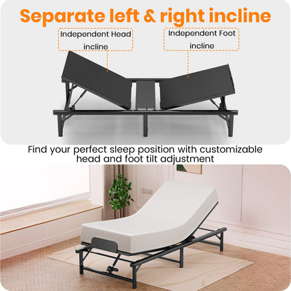 JYYA88BB Twin XL Adjustable Bed Frame, Zero Gravity, Anti-Snore, 400 lbs, Quiet Motor