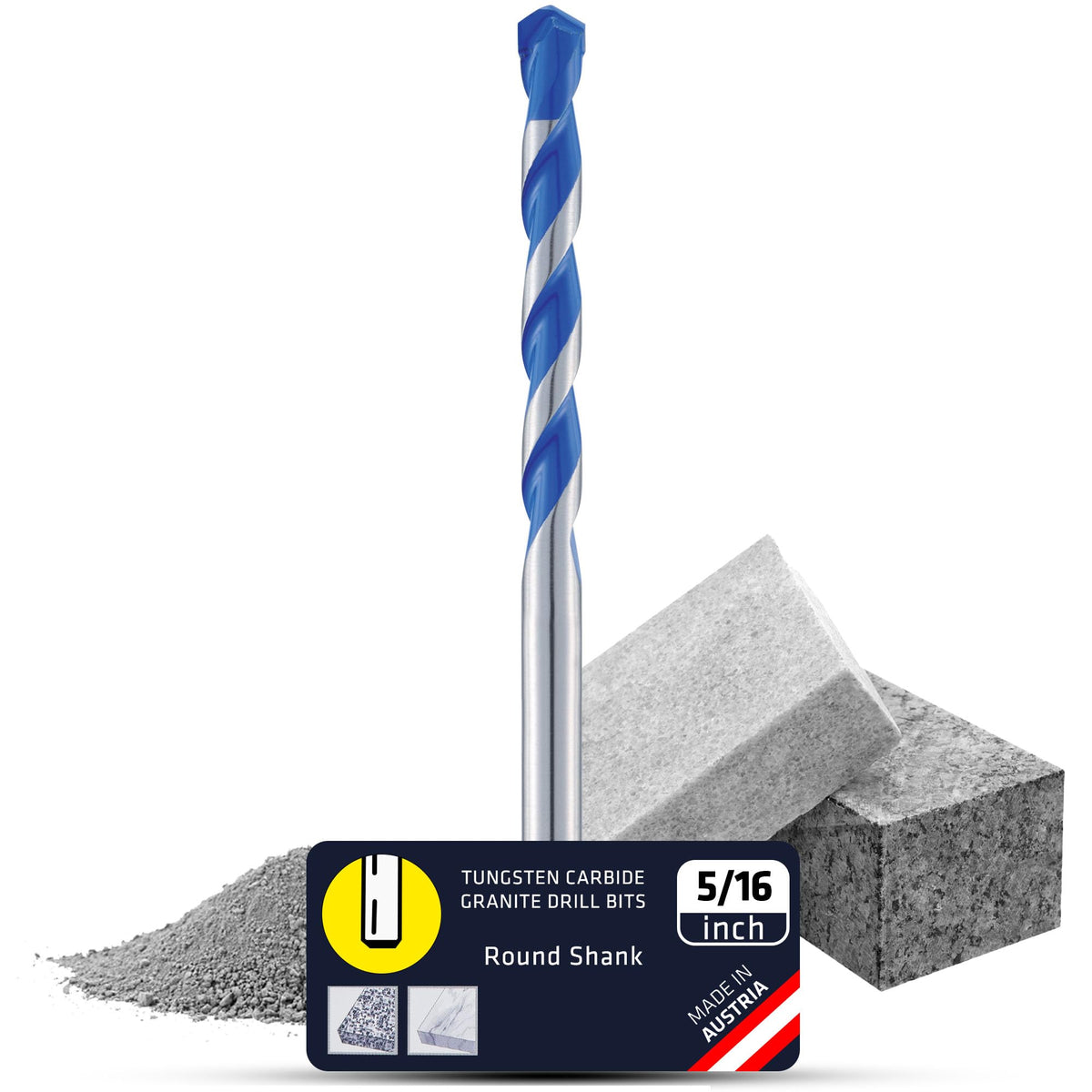Granite Drill Bit 5/16 - Versatile Hammer Drill Bit Sets for PGM Certified Precision and Precise Dowel Holes - Durable Drill bit for Granite and Marble