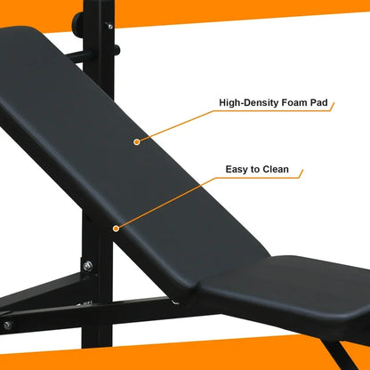 Olympic Weight Bench for Home Gym, Bench Press Set with Squat Rack and Bench, BTMWAY Adjustable Weight Bench, Gym Bench with Soft Leather Cushion, Foldable Workout Bench, Workout Equipment