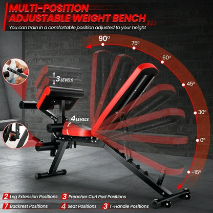 VIBESPARK Adjustable Weight Bench with Leg Extension and Leg Curl, 800LBS Workout Bench Press with Preacher Pad & Wheels, Olympic Weight Bench Set for Home Gym Full Body Exercise Fitness