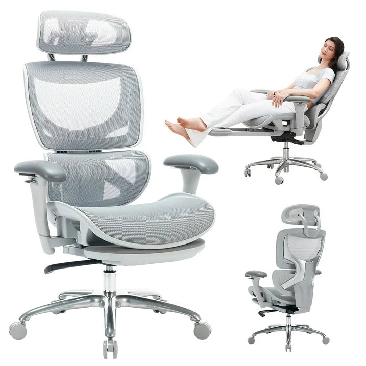 COLAMY Classic Office Ergonomic Adult Fabric, Metal;Plastic Desk Chair, Gray (Set of 1)