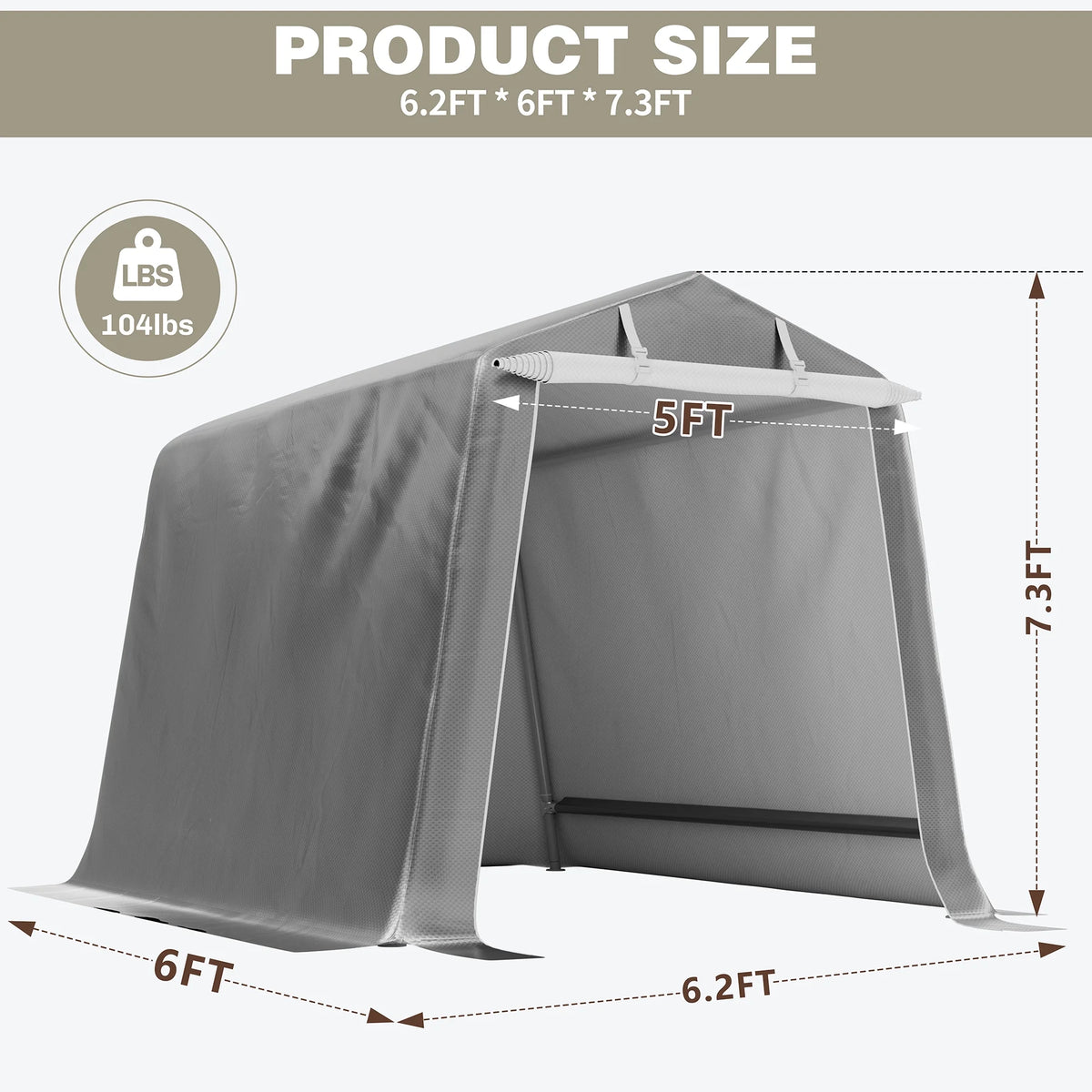 Carpet Storage Shelter 6X6 ft Tent Outdoor Portable Shelter Shed, Outdoor Portable Carport with Roll-Up Zipper Door