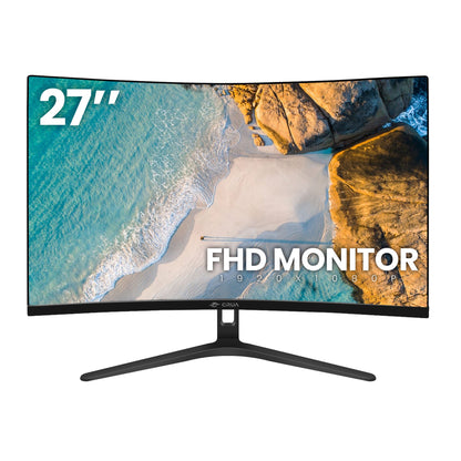 CRUA 27 inch 4K/60Hz Curved Gaming Monitor, FHD 1080P Computer Monitor 1800R, 1ms(GTG) ，100% SRGB，AMD FreeSync, DP & HDMI Port, Black