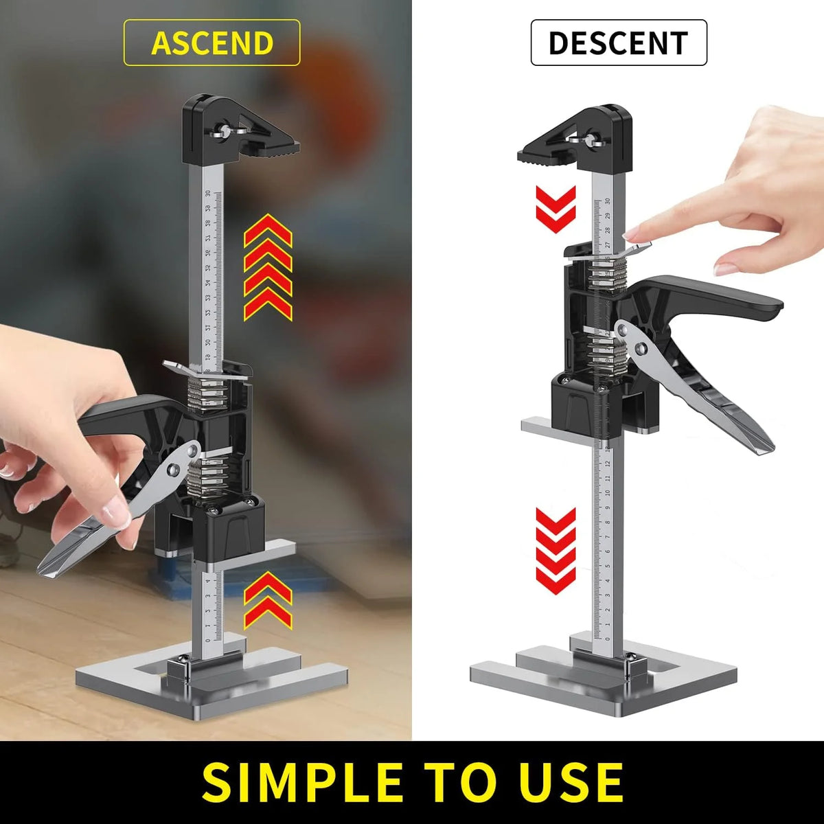 Arsvita Labor Saving Arm Jack, 2 Pcs Hand Lifting Tool Jack Load-Bearing 660lb, Portable Multifunctional Furniture Lifter Jacks,Suitable for Door,Wall Tile Locator,Bar Clamps for Woodworking