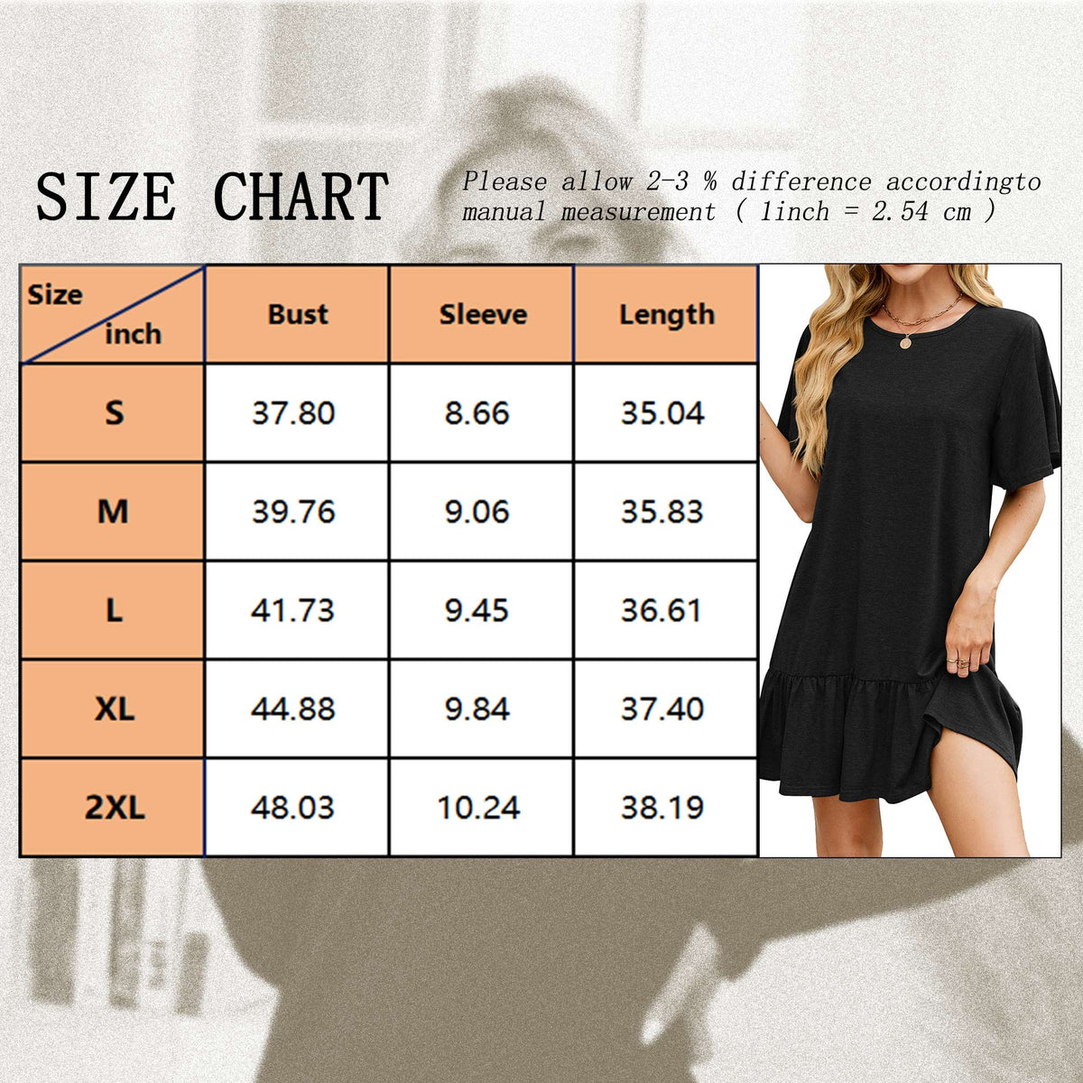 SHIBEVER Women Summer Dresses Casual Ruffle Hem Smock Mini Dress Comfy Short Sleeve Loose Fit Solid Color Shirt Dress