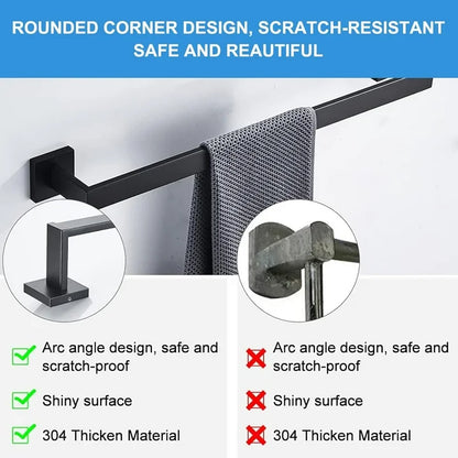Stusgo 5 Piece Matte Black Bathroom Hardware Set  304 Stainless Steel Bathroom Towel Holder Set