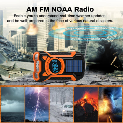 TOPVISION Emergency Radio, AM/FM/NOAA Weather Radio with 5000mAh Portable Power Bank, USB/Solar/Hand Crank Charging, Waterproof Flashlight, SOS Alarm for Camping Hiking Travel Hurricane