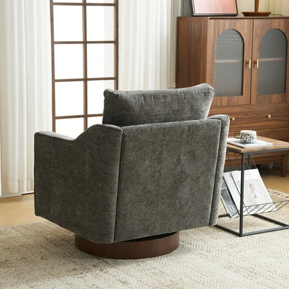 Ktaxon 360 Swivel Accent Chair Soft Chenille Fabric Arm Chair High Resilience Cushion Ideal for Living Room Bedroom Furniture Gray