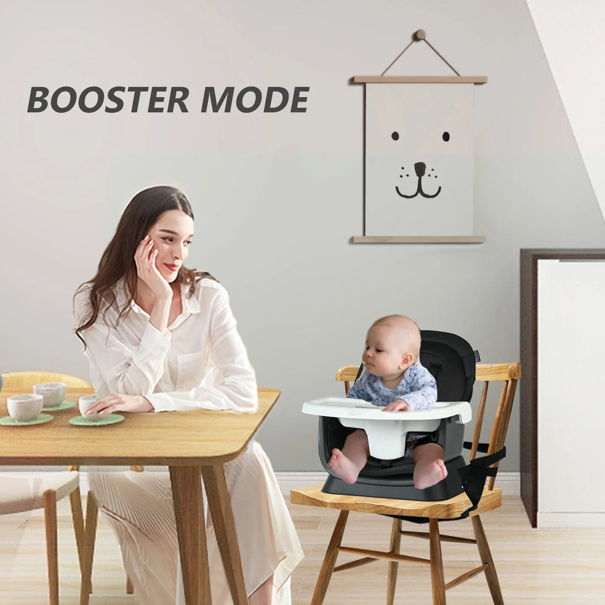 LINLUX 8 in 1 Convertible High Chair for Babies, Feeding Booster Seat for Toddlers, Black