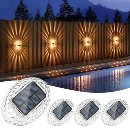 ASHIP Solar Lights, 4 Pack Solar Fence Lights Outdoor Waterproof, Auto On/Off, Warm White Outdoor Wall Decor Lights, Fence Light for Backyard Deck Stairs Garden Patio Decor
