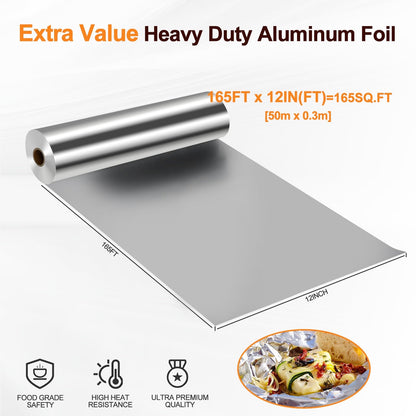 Alpacasso Aluminum Foil ,Aluminum Foils Roll with Serrated Cutter,12inx300SQ. FT
