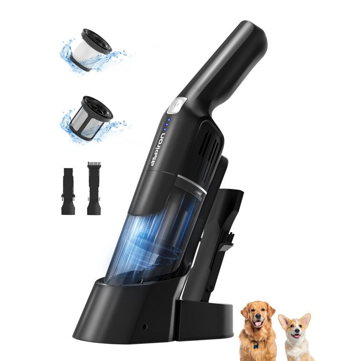 Aspiron Cordless Handheld Vacuum, 15KPA Powerful Car Vacuum, Rechargeable, Charging Dock, Ergonomic Handle, 2-in-1 Crevice Tool, 1.8lb Portable Handheld Vacuum with 2-Speed for Car, Home