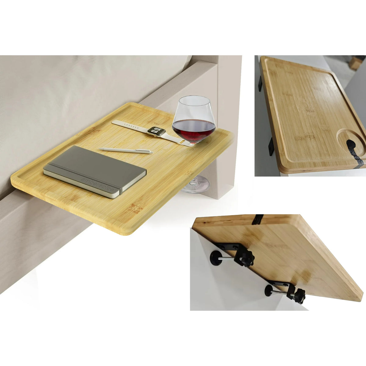 Bedside Shelf for Bed - College Dorm Room Clip On Nightstand Holder - Nightstand for Students - Bunk Bed Shelf for Top Bunk - Kids Nightstand for Bedroom