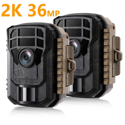 CAMPARK 2 Pack Trail Camera 36MP 2K Game Hunting Deer Camera Night Vision Waterproof Motion Activated
